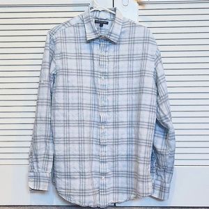 Mens L Banana Republic Linen Cotton ButtonDown - Light blue, light gray, white